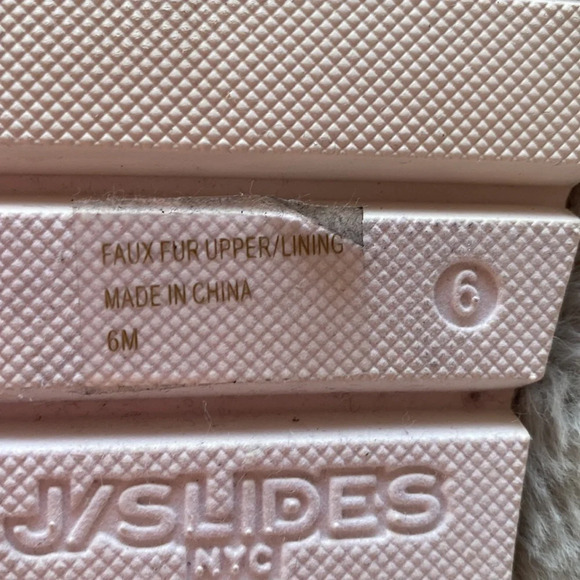 J/Slides BABEE Blue Faux Fur Double Buckle Slippers Slip Ons in Grey Gray Size 6 - Picture 4 of 4